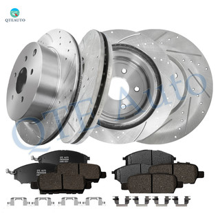 Set of 12 Front 320mm-Rear 291.45mm Drilled Slotted Brake Disc Rotors-Ceramic Brake Pad Kit For 2006 Nissan Altima