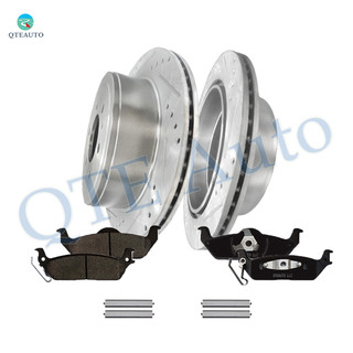 Set of 6 Rear Drilled Slotted Brake Disc Rotors 348mm-Ceramic Brake Pad Kit For 2004-2010 Ford F-150