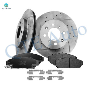Set of 6 Front Drilled Slotted Brake Disc Rotors 262mm-Ceramic Brake Pad Kit For 1994 1995 Honda Civic