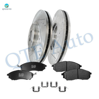 Set of 6 Front Drilled Slotted Brake Disc Rotors 320mm-Ceramic Brake Pad Kit For 2015 Infiniti Q40