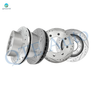 Set of 4 Front 330mm-Rear 345mm Drilled Slotted Brake Disc Rotors For 2002-2006 Chevrolet Avalanche 2500