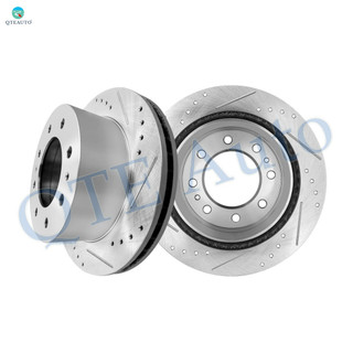 Rear 360mm Drilled Slotted Brake Disc Rotors For 2011-2018 Chevrolet Silverado 3500 HD