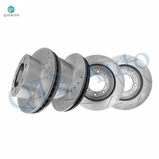 Set of 4 Front 347mm-Rear 340mm Drilled Slotted Brake Disc Rotors For 2005-2012 Ford F-250 Super Duty