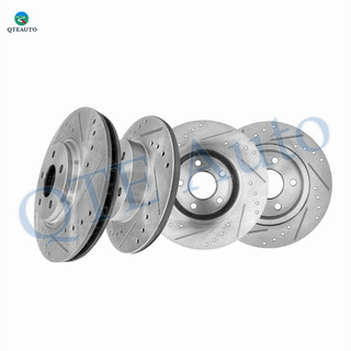 Set of 4 Front 296mm-Rear 270mm Drilled Slotted Brake Disc Rotors For 2008-2010 Chevrolet HHR