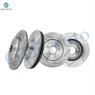 Set of 4 Front 320mm-Rear 330mm Drilled Slotted Brake Disc Rotors For 2011-2015 Lincoln MKX