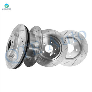 Set of 4 Front 296mm-Rear 291.45mm Drilled Slotted Brake Disc Rotors For 2007-2012 2017-2019 Nissan Sentra