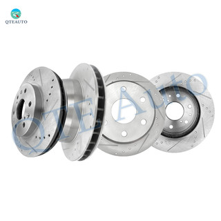 Set of 4 Front 330mm-Rear 330.2mm Drilled Slotted Brake Disc Rotors For 2010-2014 GMC Savana 1500