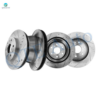 Set of 4 330mm Front-Rear Drilled Slotted Brake Disc Rotors For 2010-2014 Chevrolet Express 1500