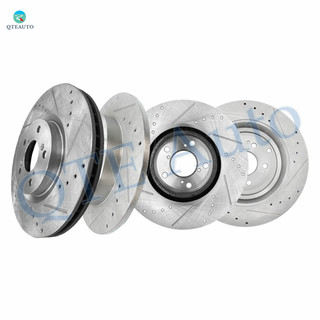 Set of 4 Front 330mm-Rear 333.8mm Drilled Slotted Brake Disc Rotors For 2009-2015 Honda Pilot