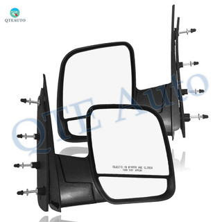 Pair of 2 Left Driver Chrome/Flat-Right Passenger Side Chrome/Convex+Warning Manual Foldaway View Mirror Dual Glass Black Textured For 2010-2014 Ford Econoline Wagon Pair of 2 Left Driver Chrome/Flat-Right Passenger Side Chrome/Convex+Warning Manual Foldaway View Mirror Dual Glass Black Textured For 2010-2014 Ford Econoline Wagon