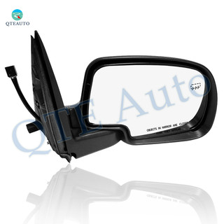 Right Passenger Side Power Heated Puddle Lamp Foldaway View Mirror Chrome/Convex+Warning Paintedblack 8H6P with Turn Signal Light For 2000-2002 Chevrolet Suburban 2500
