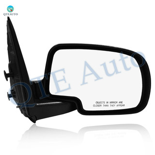 Right Passenger Side Manual Foldaway View Mirror Chrome/Convex+Warning Black Textured For 2001-2006 Chevrolet Silverado 1500 HD