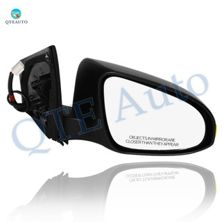 Right Passenger Side Power Heated Signal Lamp Foldaway View Mirror Chrome/Convex+Warning Black Smooth with Turn Signal Light For 2014-2019 Toyota Corolla