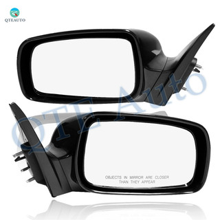 Pair of 2 Left Driver Chrome/Flat-Right Passenger Side Chrome/Convex+Warning Power Nonfolding Usa Built View Mirror Black Smooth For 2007-2011 Toyota Camry