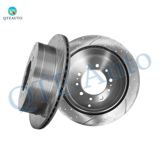 Rear 345mm Drilled Slotted Brake Disc Rotors For 2008-2011 2013-2021 Lexus LX570