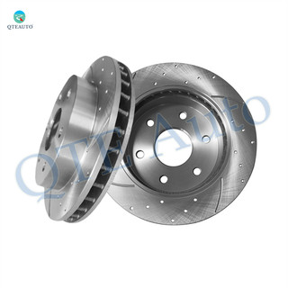 Front 294.9mm Drilled Slotted Brake Disc Rotors For 1990 2000 Cadillac Escalade