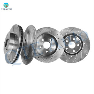 Set of 4 Front 255mm-Rear 259mm Drilled Slotted Brake Disc Rotors For 2012-2015 Toyota Prius Plug-IN