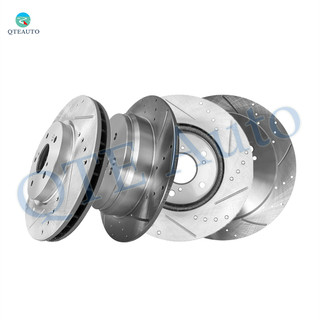 Set of 4 Front 296mm-Rear 305mm Drilled Slotted Brake Disc Rotors For 2007-2009 Acura RDX