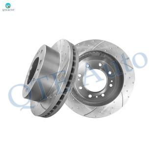 Front 355mm Drilled Slotted Brake Disc Rotors For 2011-2015 GMC Sierra 3500 HD