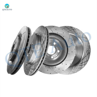 Set of 4 Front 352mm-Rear 345mm Drilled Slotted Brake Rotors For 2013-2019 Lincoln MKT