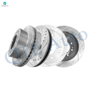 Set of 4 Front 355mm-Rear 360mm Drilled Slotted Brake Disc Rotors For 2011-2015 GMC Sierra 2500 HD