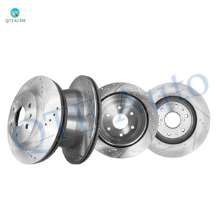 Set of 4 Front 329.95mm-Rear 325mm Drilled Slotted Brake Disc Rotors For 2005-2007 Chevrolet Silverado 1500