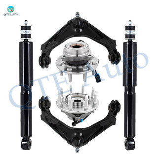 Set of 6 Front Upper Control Arm Ball Joint-Wheel Hub Bearing Assembly-Shock Absorber For 2007 GMC Sierra 2500 HD Classic Monotube Performance Upgrade