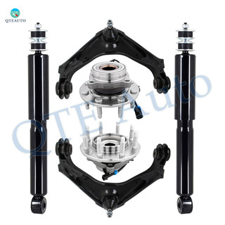 Set of 6 Front Upper Control Arm Ball Joint-Wheel Hub Bearing Assembly-Shock Absorber For 2007 GMC Sierra 2500 HD Classic 4WD