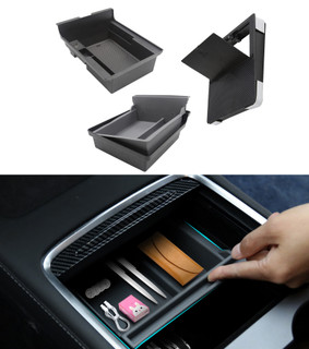 Set of 3 Automotive Center Console Organizer Replacement For Tesla Model Y Accessories 2017-2024 Car Organizers and Storage Model 3 Hidden Drawer Armrest Storage Box