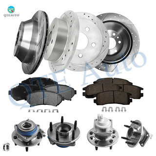 Set of 16 Front 303mm-Rear 278mm Drilled Slotted Brake Disc Rotors-Wheel Hub Bearing Assembly-Ceramic Brake Pad Kit For 2001 Chevrolet Monte Carlo
