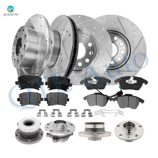 Set of 16 Front 288mm-Rear 260mm Drilled Slotted Brake Disc Rotors-Wheel Hub Bearing Assembly-Ceramic Brake Pad Kit For 2010 Volkswagen Jetta Set of 16 Front 288mm-Rear 260mm Drilled Slotted Brake Disc Rotors-Wheel Hub Bearing Assembly-Ceramic Brake Pad Kit For 2010 Volkswagen Jetta