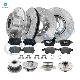 Set of 16 Front 288mm-Rear 260mm Drilled Slotted Brake Disc Rotors-Wheel Hub Bearing Assembly-Ceramic Brake Pad Kit For 2005-2010 Volkswagen Jetta Set of 16 Front 288mm-Rear 260mm Drilled Slotted Brake Disc Rotors-Wheel Hub Bearing Assembly-Ceramic Brake Pad Kit For 2005-2010 Volkswagen Jetta