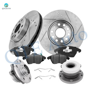 Set of 8 Front 288mm Drilled Slotted Brake Disc Rotors-Wheel Hub Bearing Assembly-Ceramic Brake Pad Kit For 2010-2018 Volkswagen Jetta Set of 8 Front 288mm Drilled Slotted Brake Disc Rotors-Wheel Hub Bearing Assembly-Ceramic Brake Pad Kit For 2010-2018 Volkswagen Jetta
