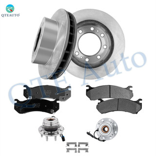 Set of 8 Front 325mm Brake Disc Rotors-Ceramic Brake Pad Kit-Wheel Hub Bearing Assembly For 2006 2007 Hummer H2