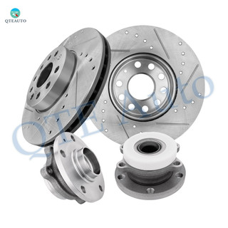 Set of 4 Front 288mm Drilled Slotted Brake Disc Rotors-Wheel Hub Bearing Assembly For 2006-2009 Volkswagen Rabbit