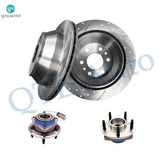 Set of 4 Front 303mm Drilled Slotted Brake Disc Rotors-Wheel Hub Bearing For 1997-2001 Buick Park Avenue