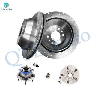 Set of 4 Front 303mm Drilled Slotted Brake Disc Rotors-Wheel Hub Bearing Assembly For 1997-2005 Buick Park Avenue