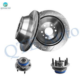 Set of 4 Front 303mm Drilled Slotted Brake Disc Rotors-Wheel Hub Bearing Assembly For 2003-2005 Chevrolet Monte Carlo V6