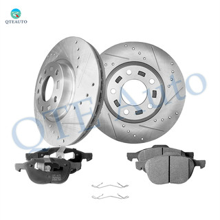 Set of 6 Front 300mm Drilled Slotted Brake Disc Rotors-Ceramic Brake Pad Kit For 2004-2013 Mazda 3