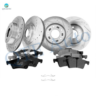 Set of 12 Front 300mm-Rear 280mm Drilled Slotted Brake Disc Rotors-Ceramic Brake Pad Kit For 2007-2013 Mazda 3 S