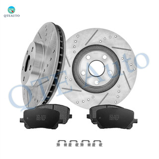 Set of 6 Front 275mm Drilled Slotted Brake Disc Rotors-D923 7824 Ceramic Brake Pad Kit For 2003-2008 Toyota Corolla