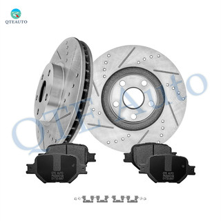 Set of 6 Front 275mm Drilled Slotted Brake Disc Rotors-Ceramic Brake Pad Kit For 2000-2005 Toyota Celica