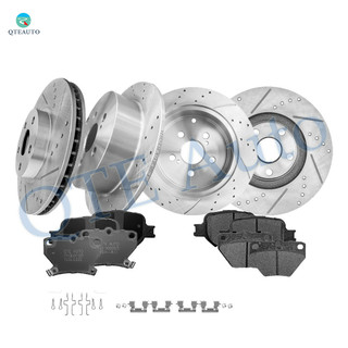 Set of 12 Front 275mm-Rear 269mm Drilled Slotted Brake Disc Rotors-Ceramic Brake Pad Kit For 2000-2005 Toyota Celica