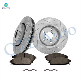 Set of 6 Front 328mm Drilled Slotted Brake Disc Rotors-Ceramic Brake Pad Kit For 2005-2010 Jeep Grand Cherokee