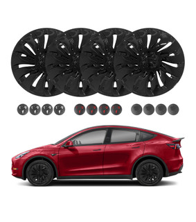 Set of 4 Wheel Covers Storm Symmetry Hubcaps For 2020-2025 Tesla Y 19 inch Wheel