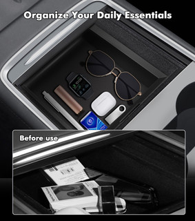 Refresh Edition Center Front Storage Box For 2023-2025 Tesla 3 ABS