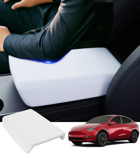 Center Console Armrest Cover White - TPE For 2020-2025 Tesla Y