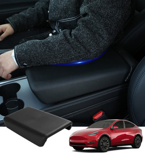 Center Console Armrest Cover Black - TPE For 2020-2025 Tesla Y