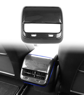 Rear Air Vent Frame For 2017-2023 Tesla 3 Except Highland, 2020-2025 Tesla Y Glossy Carbon Fiber