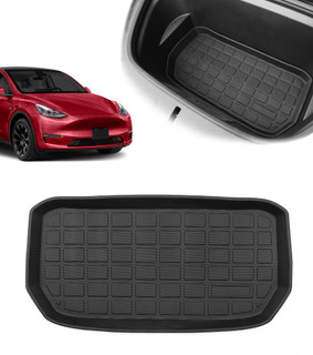 Front Trunk Tray Cargo Storage Mats Liner To 2021-2024 Tesla Y 5 Seat & 7 Seat, Essential Tesla Accessories all weather floor mats To Model Y